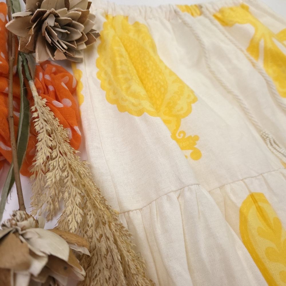 Carshmere & Cupcakes Yellow Cream Floral Tiered Skirt - Size M - Picture 10 of 13